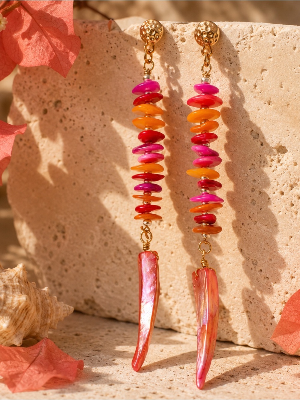 Free People x Ariana Ost Sira Tiered Shell Dangle Earrings NWT